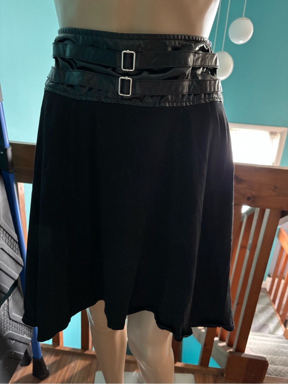 Tripp NYC Black High-Low Skirt with Double Buckle Waist
